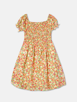 ZION - Girls Yellow Floral Knee Length Dress