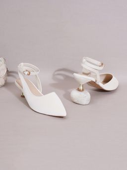 Sherrif Shoes - Women Off-White Sandal Heels