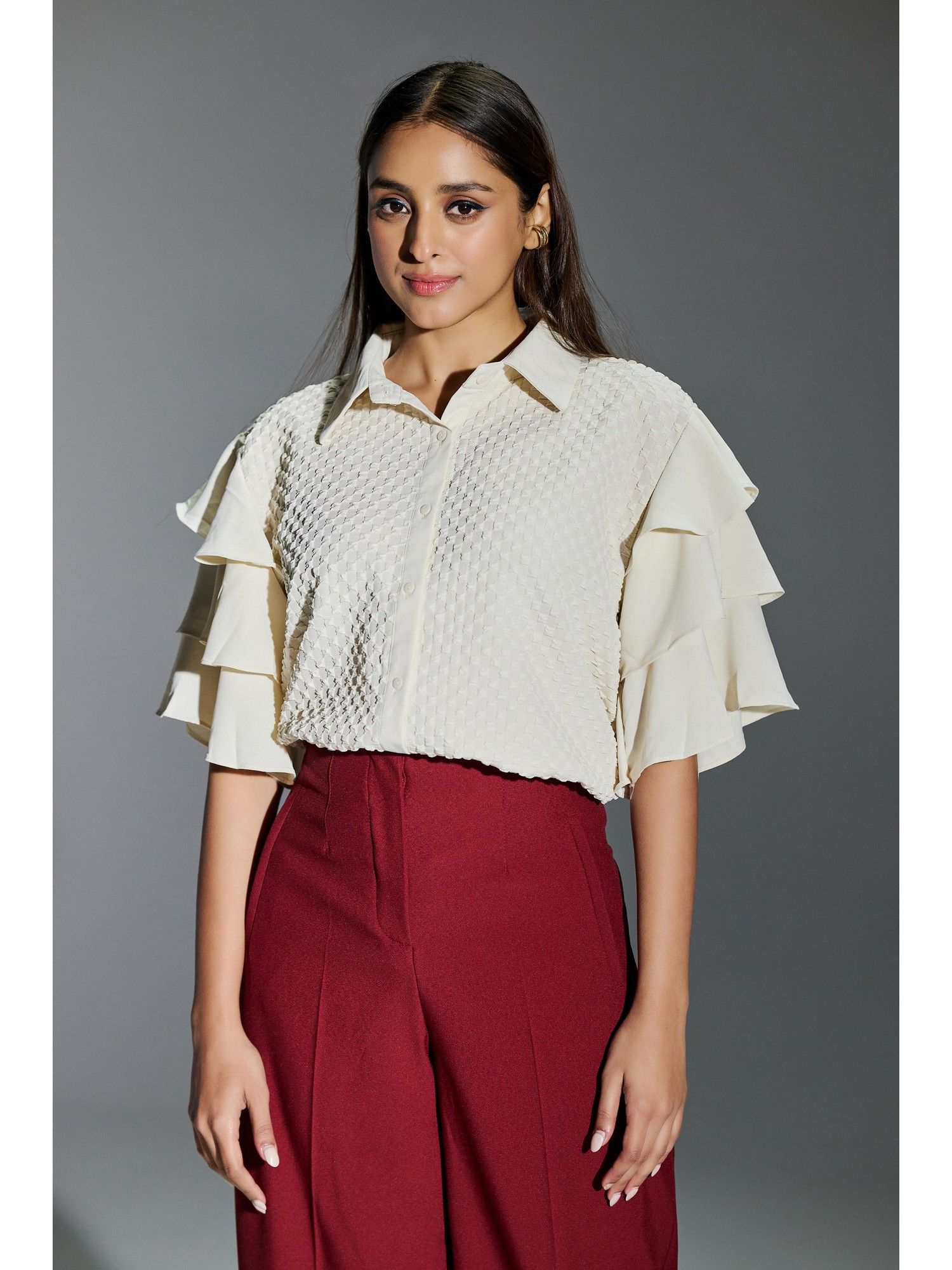 zari jaipur Women Cream Collar Neck Shirt-picture-41