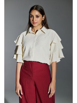 Zari Jaipur - Women Cream Collar Neck Shirt