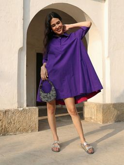 ISHIN - Comfy Purple A Line Dress
