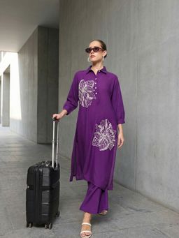 ISHIN - Comfy Purple A Line Co-Ord Set