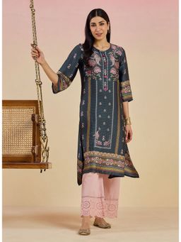 Lakshita - Mint Green Printed Satin Kurta for Women