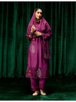 Lakshita - Mahsira Purple Embroidered Tencel Modal Kurta with Pant and Dupatta