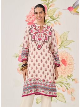 Lakshita - Pink Printed Shenton Long Kurti