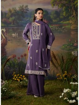 Lakshita - Khanak Lavender Zari Embroidered Kurta with Palazzo and Dupatta