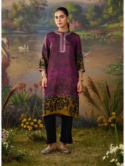 Lakshita - Purple Printed Viscose Straight Kurta