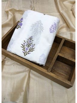 Palash - White Women Hand Block Printed Cotton Unstitched Kurta