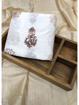 Palash - White Women Floral Hand Block Printed Cotton Unstitched Kurta