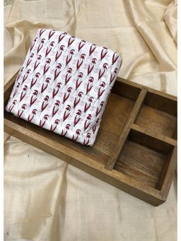 Palash - White Women Printed Cotton Unstitched Kurta