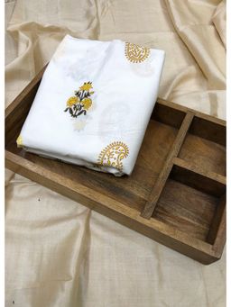 Palash - White Women Hand Block Printed Cotton Unstitched Kurta