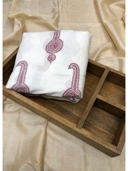 Palash - White Women Paisley Hand Block Printed Cotton Unstitched Kurta