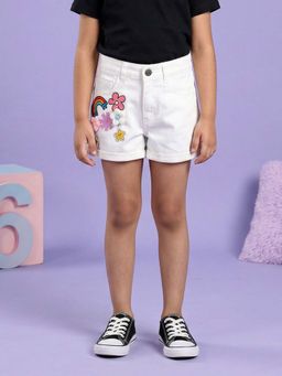 KiddoPanti - White Denim Shorts
