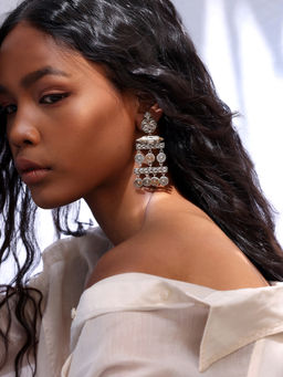 Indya - Dual Tone Tiered Dangler Earrings