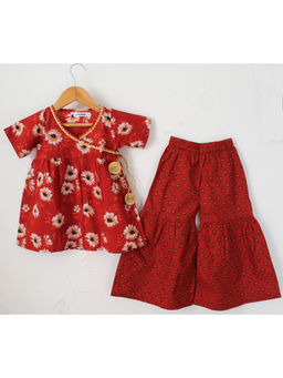 Woonie - Angrakha Style Sharara - Maroon (Set of 2)