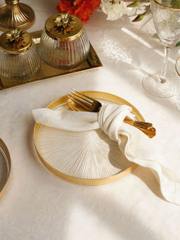 Pure Home + Living - Set of 2 Clear and Gold Dessert Plates with Goil Foil Rim