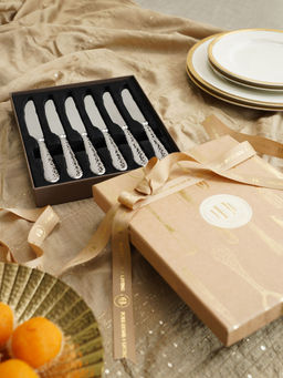 Pure Home + Living - Set of 6 Silver Stainless Steel Dessert Knives