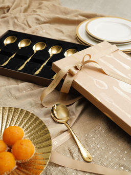 Pure Home + Living - Set of 6 Gold Stainless Steel Soup Spoons