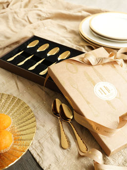 Pure Home + Living - Set of 6 Gold Stainless Steel Tea Spoons