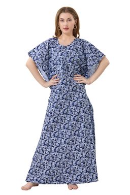 PIU - Feeding Cotton Half Sleeves Kaftan Nighty - Blue
