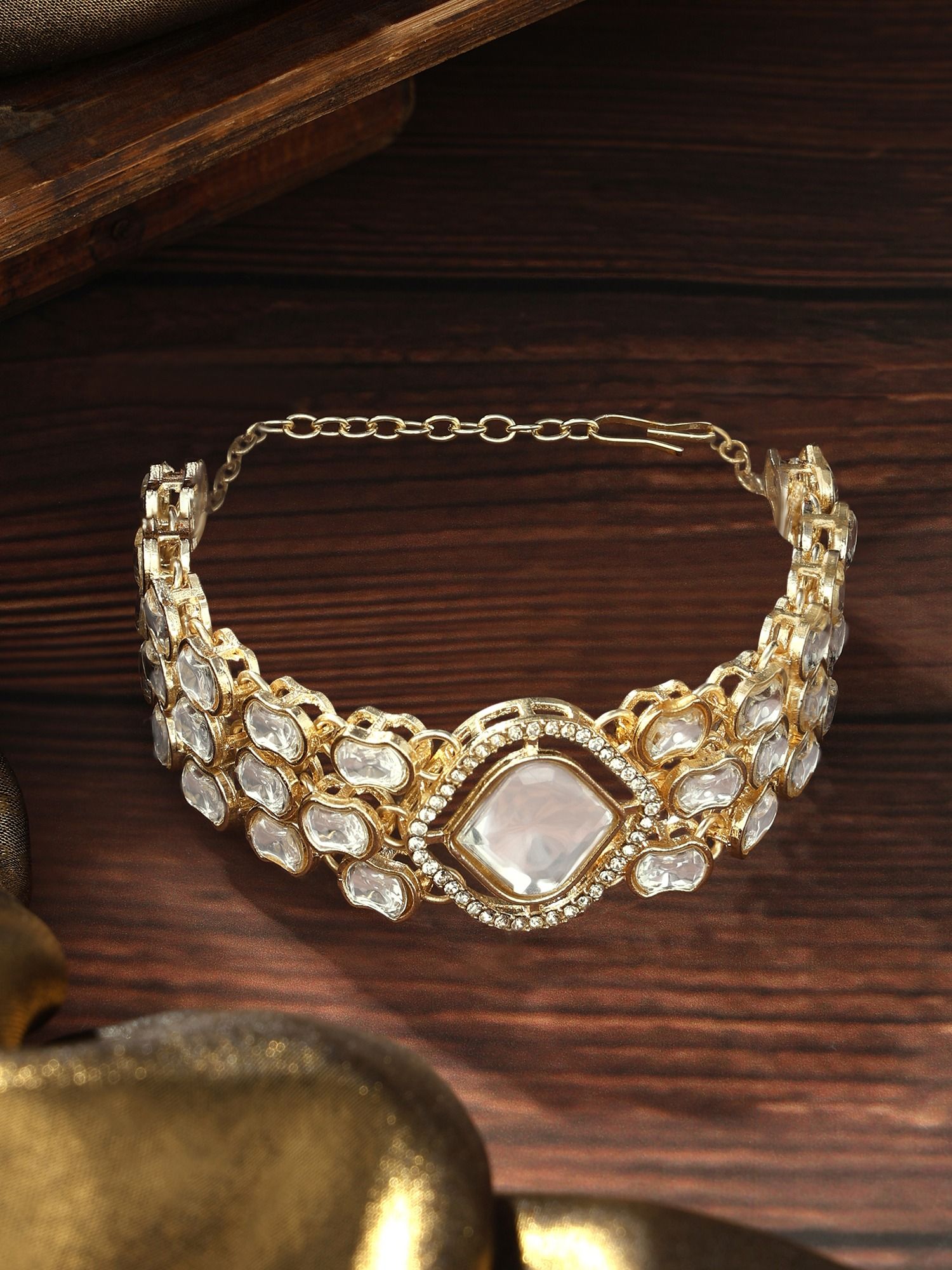 Buy Zaveri Pearls Gold Tone Artificial Stones Austrian Diamonds