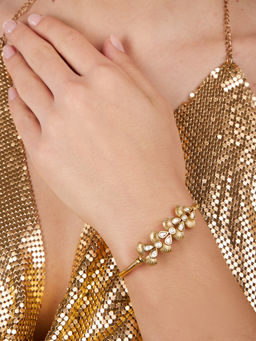Zaveri Pearls - Gold Tone Kundan Embellished Kada Bracelet-ZPFK17085