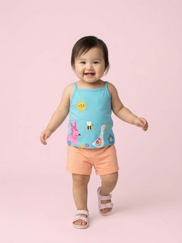 Nautinati - Blue Printed Regular T-Shirt and Shorts