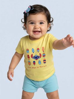 Nautinati - Yellow Printed Regular T-shirt and Shorts