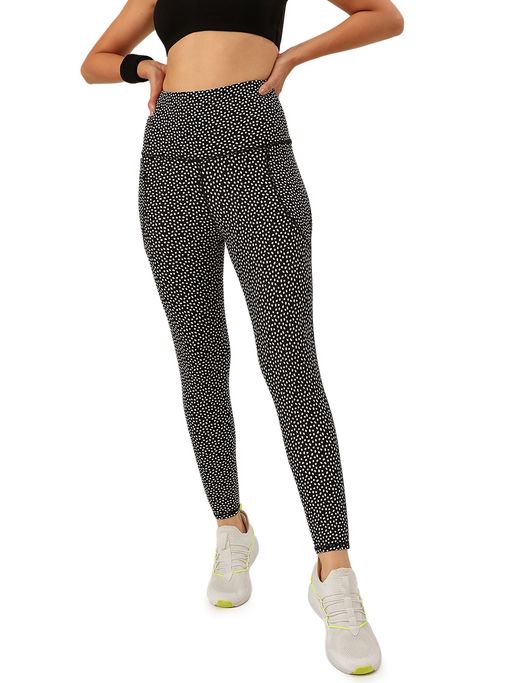 Cukoo Black Printed Skinny Fit Tights