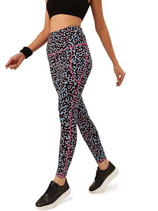 Cukoo Black Printed Skinny Fit Tights