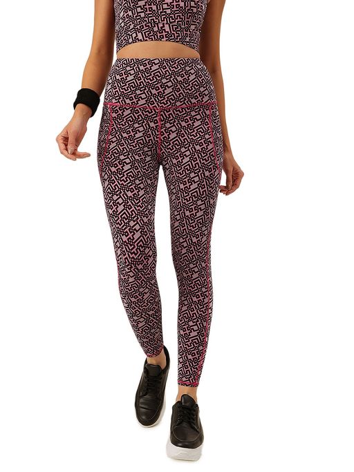 Cukoo Purple Printed Skinny Fit Tights