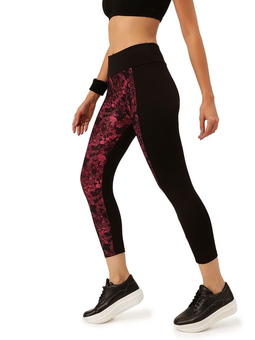 Cukoo Black Printed Skinny Fit Tights