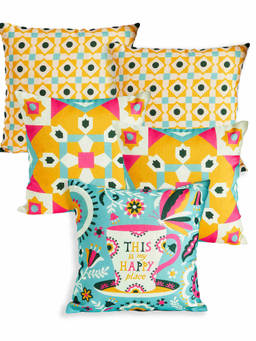 Teal by CHUMBAK - This is My Happy Place Cushions Set of 5 (16x16 inches)