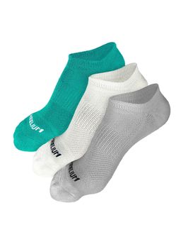 Heelium - Bamboo Zero Ankle Socks for Men - Odour Free - 3 Pairs - Light Grey - Teal - White