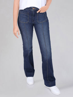 Wrangler - Women Blue Flare Flared Fit High Rise Light Fade Jeans
