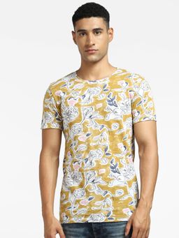 Jack & Jones - Yellow Floral Crew Neck T-shirt