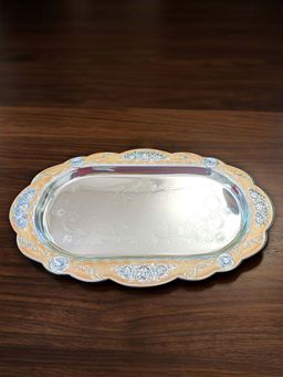 EKAANI - Flower Peach Enamel Decorative Tray