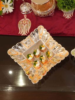 EKAANI - Square Decorative Tray - (Peach Enamel)