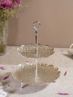 EKAANI - Silver 2 Tier Decorative Platter