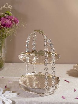 EKAANI - Silver 2 Tier Decorative Platter