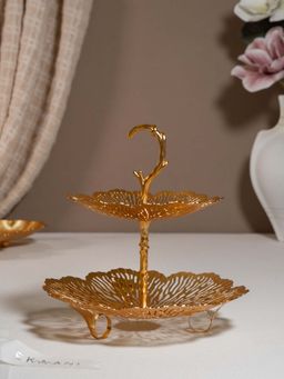 EKAANI - Silver 2 Tier Leaf Platter