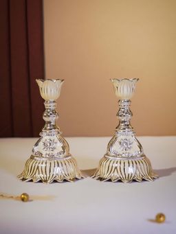 EKAANI - Cream Enamel Candle Holder