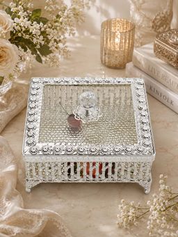 EKAANI - Square Laddo Box In Bamboo Pattern With Partition - Small
