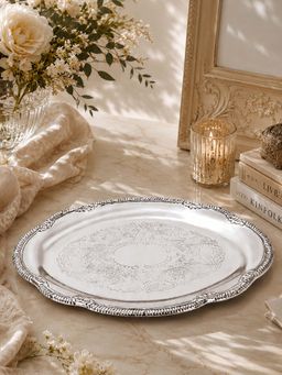 EKAANI - Silver Oval Decorative Tray