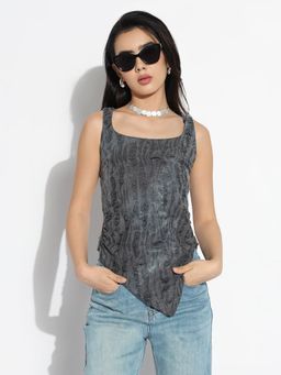 SHOWOFF - Women Grey Self Design Top