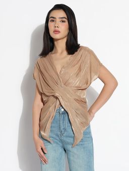 SHOWOFFFF - Women Beige Solid Top