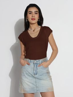 SHOWOFFFF - Women Brown Solid Top