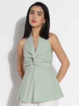 SHOWOFFFF - Women Green Solid Top