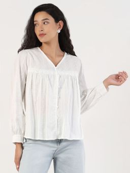 SHOWOFF - Women White Self Design Top