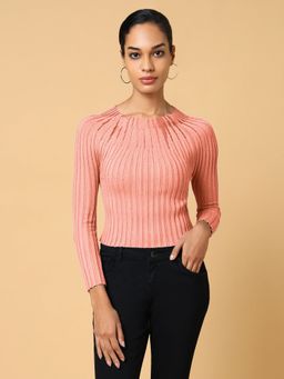 SHOWOFF - Women Peach Self Design Top